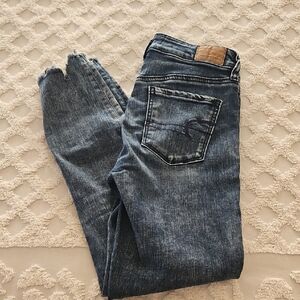 Womens American Eagle Stylish Blue Denim Jeans Sz 4